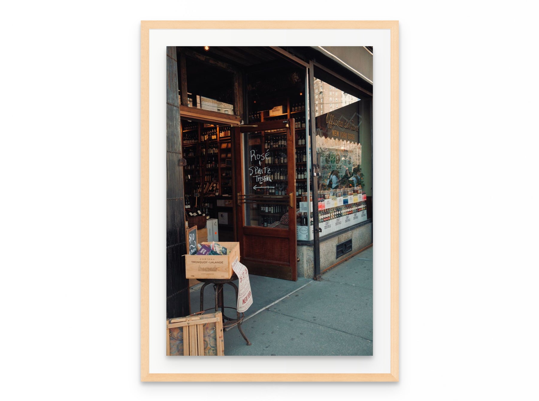 Wine Shop Rose, 20×30 in natural frame