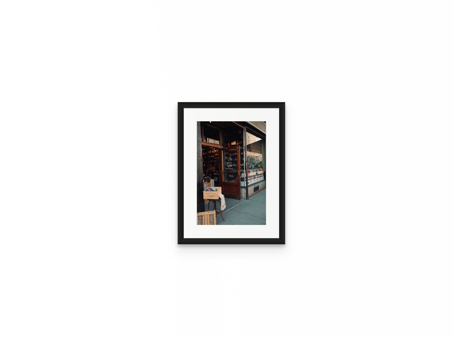 Wine Shop Rose, 8×12 in black frame