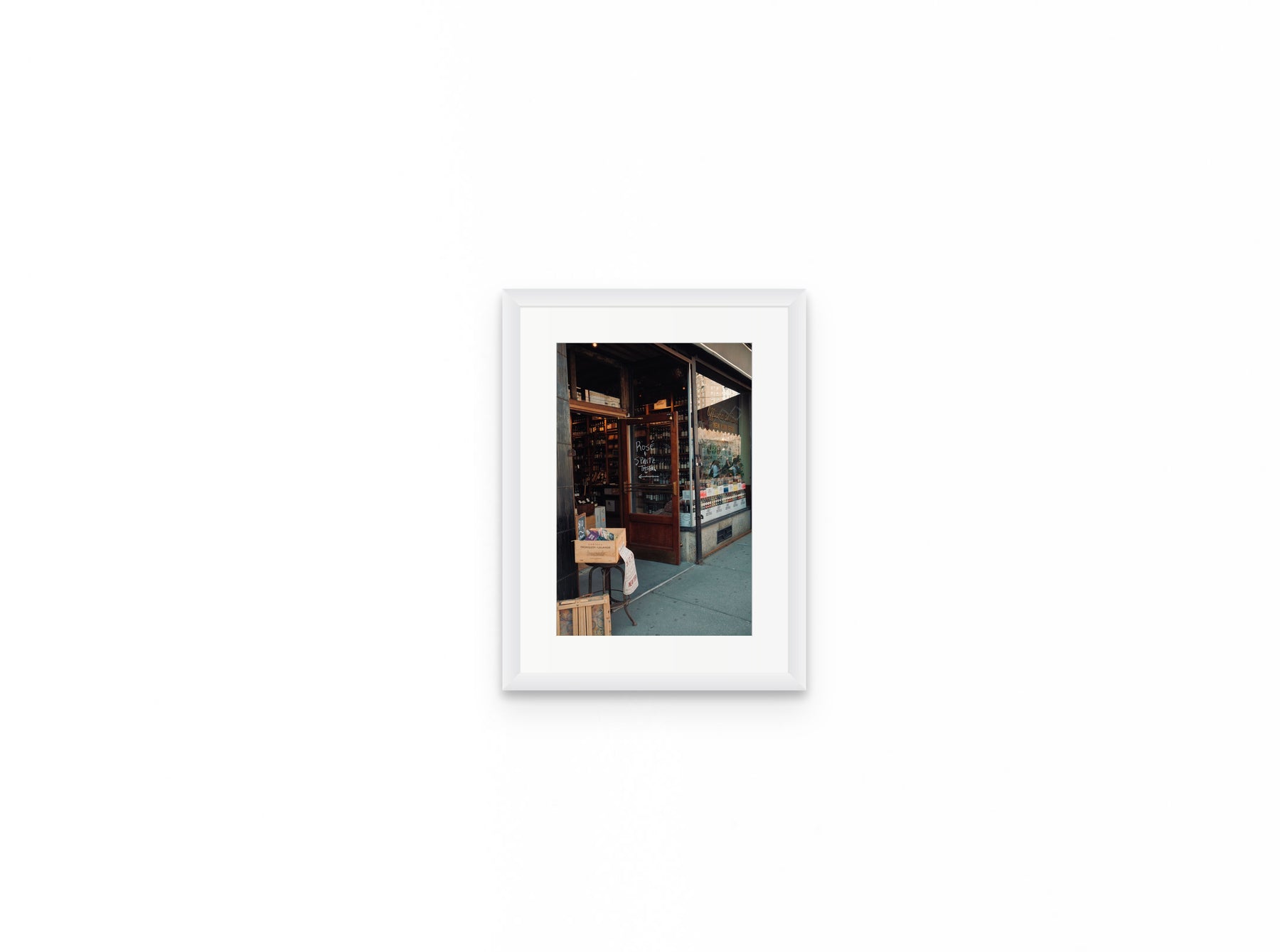 Wine Shop Rose, 8×12 in white frame